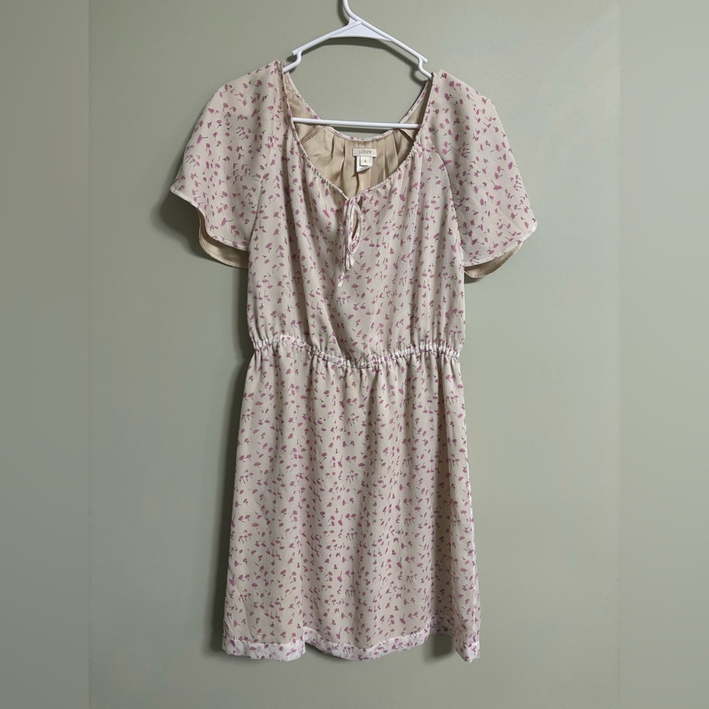 J. Crew Silk Chiffon Floral Blouson Agate Dress Size 4 Small Short Sleeve